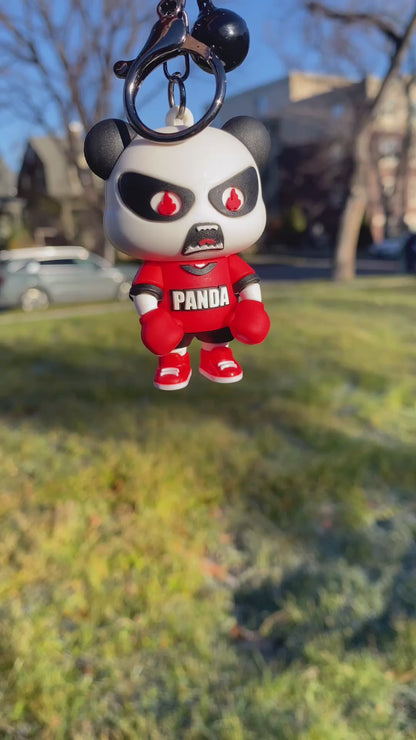 Keychain angry panda red