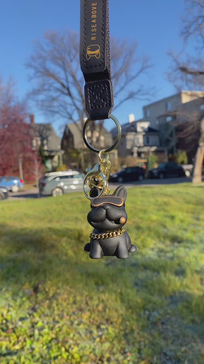 Keychain bulldog black in glasses