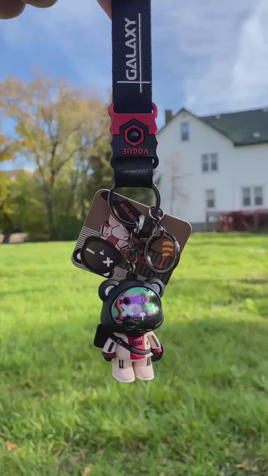 Keychain cool bear with skateboard