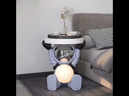 Astronaut coffee table with night light, gold color