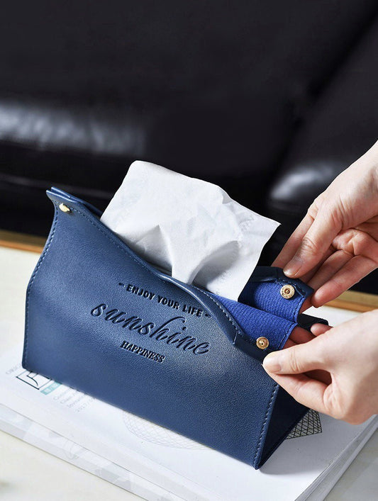 Blue eco-leather napkin holder