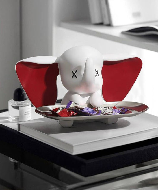 White elephant figurine with tray