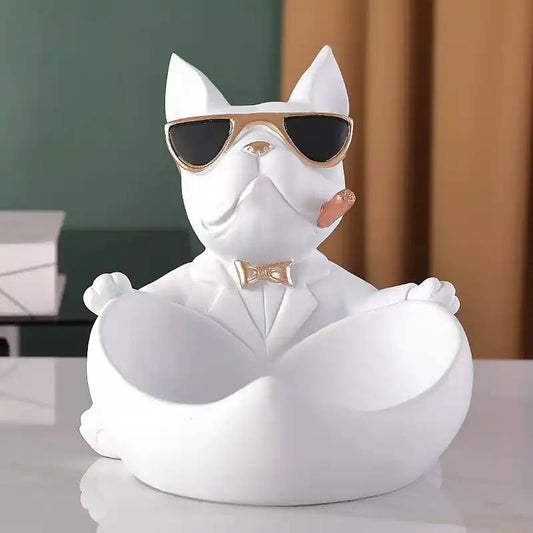 White French Bulldog Statue